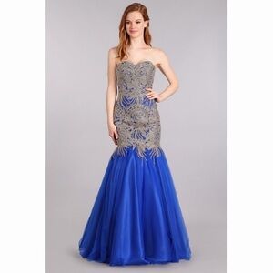 ROYAL Blue Strapless Mermaid Dress 1697